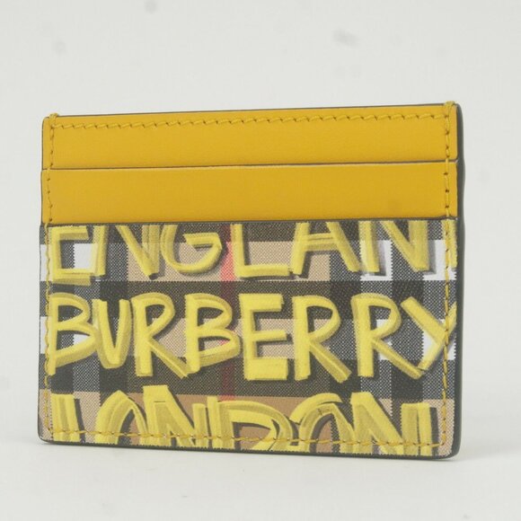 Burberry PVC Leather Graffiti Pattern Card Case Yellow Used - Picture 3 of 11